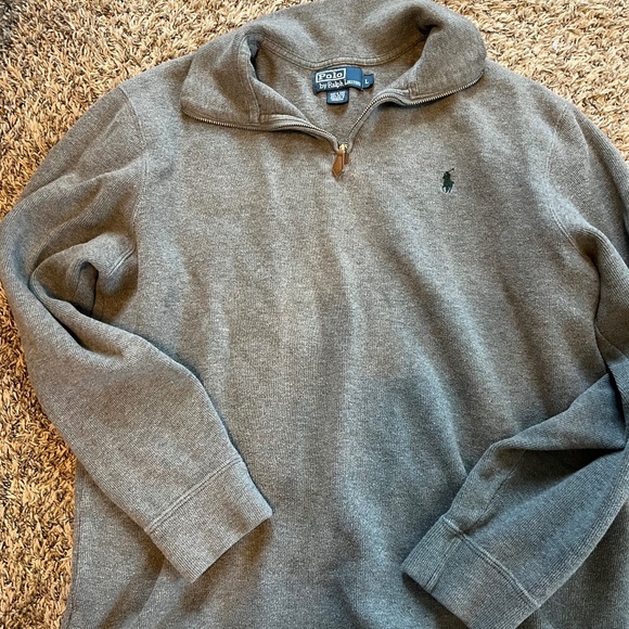 Polo Ralph Lauren Other - Polo Ralph Lauren Sweater Men L Gray Quarter 1/4 Zip Horse Logo Pullover Top